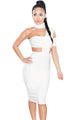 White Sexy Choker Neck Cut out Bandage Party Dress