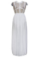 White Sheer Lace Chiffon Evening Dress
