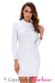 White Studded Long Sleeves Dress