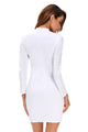 White Studded Long Sleeves Dress