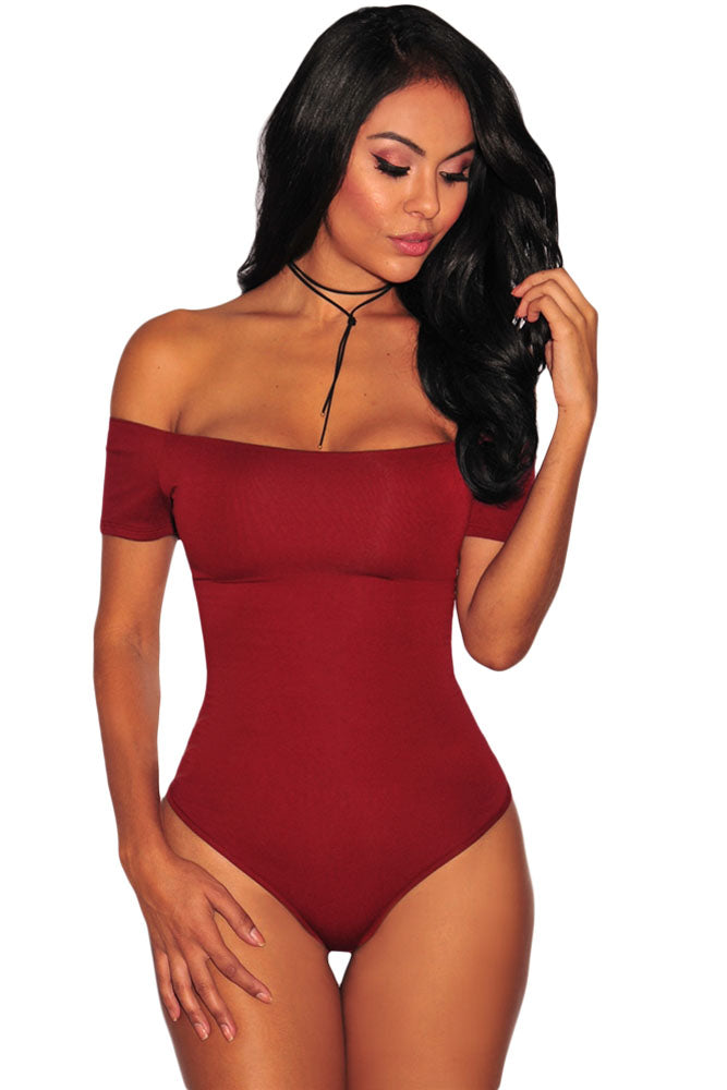 Sexy Wine Off Shoulder Bodysuit – SEXY AFFORDABLE CLOTHING