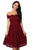 Wine Plus Size Scalloped Off Shoulder Flared Lace Dress