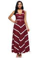 Wine V Neck Cut out Back Printed Maxi Dress