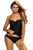 Women Black Gray Halter Neck Tankini Swimsuit