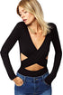 Wrap Front and Cut out Black Teddy Club Top