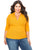 Yellow Deep V Fitted Rubbed Knit Plus Size Top