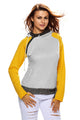 Yellow Grey Patchwork Double Hooded Sweatshirt