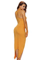 Yellow Knotted Slit Dress