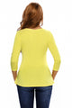 Yellow Twist Front Sleeved V Neck Top