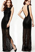 Black Lace Maxi Dress With Sequins