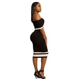 Off Shoulder Women Skinny Knee Length Club Dress #Midi Dress #Black #Clubwear SA-BLL36009-1 Fashion Dresses and Midi Dress by Sexy Affordable Clothing