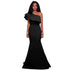 Black Single Sleeve Ponti Gown #Black #Evening Dress