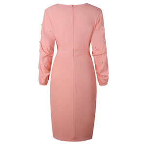 Beading Puff Sleeve Ruched Wrap Bodycon Dress #Wrapped #Puff Sleeve SA-BLL36254-2 Fashion Dresses and Midi Dress by Sexy Affordable Clothing