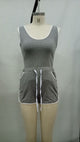 Charcoal White Trim Sporty Set #Two Piece #Sports SA-BLL282523-1 Sexy Clubwear and Pant Sets by Sexy Affordable Clothing