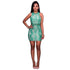 Maeva Lace Overlay Kelly Green Mock Neck Mini Dress #Mini Dress