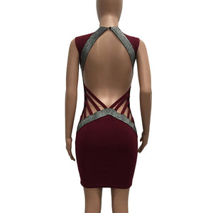 Shining Sexy Backless V-Neck Little Dress #V Neck #Sleeveless #Hollow Out SA-BLL2421-3 Fashion Dresses and Mini Dresses by Sexy Affordable Clothing