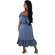 Stitching Off Shoulder Denim Ruffles Dress #Ruffle #Denim #Off The Shoulder SA-BLL51239 Fashion Dresses and Maxi Dresses by Sexy Affordable Clothing