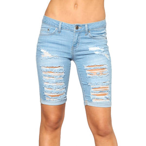 Washing Out Blue Ripped Holes Jean Shorts #Denim #Holes SA-BLL719-1 Women's Clothes and Jeans by Sexy Affordable Clothing