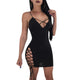 Lace-Up Side Bodycon Mini Dress #Black SA-BLL27968-1 Fashion Dresses and Mini Dresses by Sexy Affordable Clothing