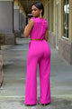 Deep V-Neck Belted Jumpsuit  SA-BLL55184-3 Women's Clothes and Jumpsuits & Rompers by Sexy Affordable Clothing
