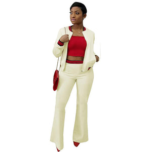 Leisure Wide Leg Pants Suit #White #Two Piece SA-BLL28055-1 Sexy Clubwear and Pant Sets by Sexy Affordable Clothing