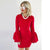 Solid Long Sleeve Knee-Length Dress #Mini Dress #Red SA-BLL2146-1 Fashion Dresses and Mini Dresses by Sexy Affordable Clothing