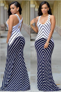 Acacia White Navy Stripes Maxi Dress  SA-BLL51275 Fashion Dresses and Maxi Dresses by Sexy Affordable Clothing