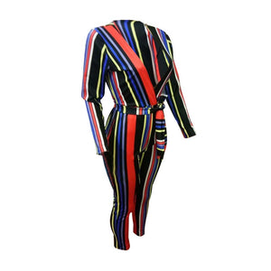 Colorful Sexy Strippes Deep-V Jumpsuit #Jumpsuit #Stripe #V-Neck SA-BLL55434-1 Women's Clothes and Jumpsuits & Rompers by Sexy Affordable Clothing