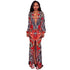 Tamia Multi Color Printed Ruched Front Maxi Dress #Maxi Dress #Multi Color