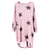 Quirky Batwing Long Sleeve Star Print Tunic Jumper Dress #Pink