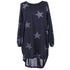 Quirky Batwing Long Sleeve Star Print Tunic Jumper Dress #Blue