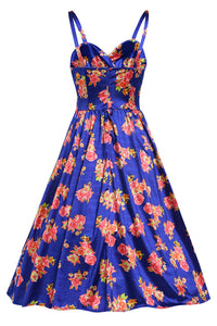 Blue Pin-up Digital Floral Swing Vintage Dress