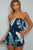 Blue Strapless Leaf Printed Ruffle RomperSA-BLL55301 Women's Clothes and Jumpsuits & Rompers by Sexy Affordable Clothing