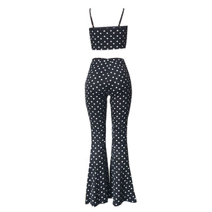 Polka Dot Straps Vest And Flares Trousers #Straps #Polka Dot SA-BLL2710-1 Sexy Clubwear and Pant Sets by Sexy Affordable Clothing