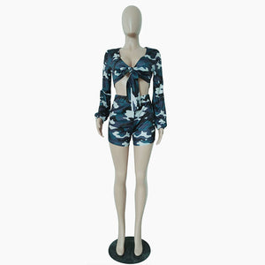 Sexy Camouflage Two Pieces Suit #Long Sleeve #Two Piece #Bandage #Camo SA-BLL2717 Sexy Clubwear and Pant Sets by Sexy Affordable Clothing