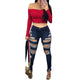 Fashion Off Shoulder Wrapped Bodycon Shirt Tops #Red #Off Shoulder #Wrapped SA-BLL699-4 Women's Clothes and Blouses & Tops by Sexy Affordable Clothing