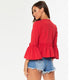 Sexy Puff Sleeves Ruffles Open Front Jacket Short Blazer Outwear #Tops #Red SA-BLL631-1 Women's Clothes and Blouses & Tops by Sexy Affordable Clothing