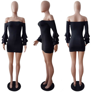 Off The Shoulder Flared Sleeve Mini Cocktail Dress #Black SA-BLL282428-1 Fashion Dresses and Mini Dresses by Sexy Affordable Clothing