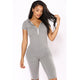 Sabrina Striped Lounge Romper #Jumpsuit #Grey #Zipper #Hooded #Knee Length SA-BLL55458-2 Women's Clothes and Jumpsuits & Rompers by Sexy Affordable Clothing