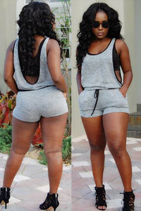 Grey Backless Rompers  SA-BLL55192 Women's Clothes and Jumpsuits & Rompers by Sexy Affordable Clothing