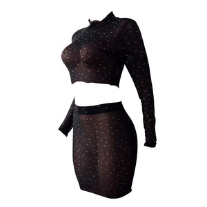 Bronzing Perspective Skirt Suit #Black SA-BLL27727 Sexy Clubwear and Skirt Sets by Sexy Affordable Clothing