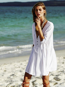 Roamer Play Dress White #Beach Dress #White # SA-BLL3728 Sexy Swimwear and Cover-Ups & Beach Dresses by Sexy Affordable Clothing