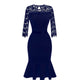 Vintage Lace Business Cocktail Party Mermaid Pencil Dress #Midi Dress #Blue SA-BLL36015 Fashion Dresses and Midi Dress by Sexy Affordable Clothing