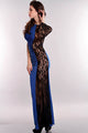 Royal Blue Black One Shoulder Lace Long Sleeve Dress  SA-BLL5007-1 Fashion Dresses and Evening Dress by Sexy Affordable Clothing