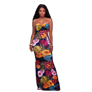 Bahamas Navy-Blue Multi-Color Print Key-Hole Back Maxi Dress #Maxi Dress #Blue SA-BLL5018-2 Fashion Dresses and Maxi Dresses by Sexy Affordable Clothing