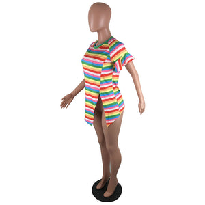 Casual Striped Cotton T-shirt #Short Sleeve #O Neck SA-BLL730 Women's Clothes and Blouses & Tops by Sexy Affordable Clothing
