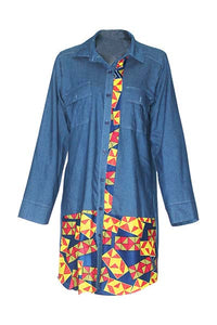Casual Single Breasted Denim Long Blouse  SA-BLL490 Women's Clothes and Blouses & Tops by Sexy Affordable Clothing