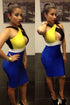 yellow/blue color block Bodycon Dresses