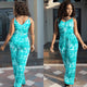 Deep V Neck Sleeveless Printed Loose Long Jumpsuits  SA-BLL55160-1 Women's Clothes and Jumpsuits & Rompers by Sexy Affordable Clothing