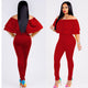 Solid Color Off Shoulder Jumpsuit With Ruffled #Off Shoulder #Ruffled SA-BLL55612-1 Women's Clothes and Jumpsuits & Rompers by Sexy Affordable Clothing